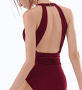 Mauve Wrap Shirring Monokini - Burgundy