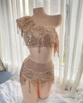 Rose Gold One Shoulder Bling Set